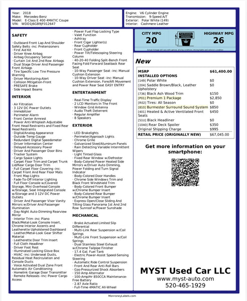 2018 Mercedes-Benz E400 2D Coupe