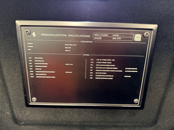 2024 Ferrari 296 GTS 2D Convertible