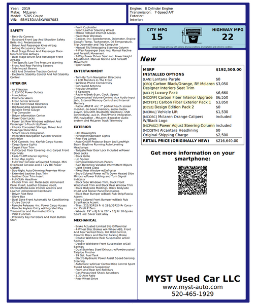 2019 Mclaren 570S 2D Coupe